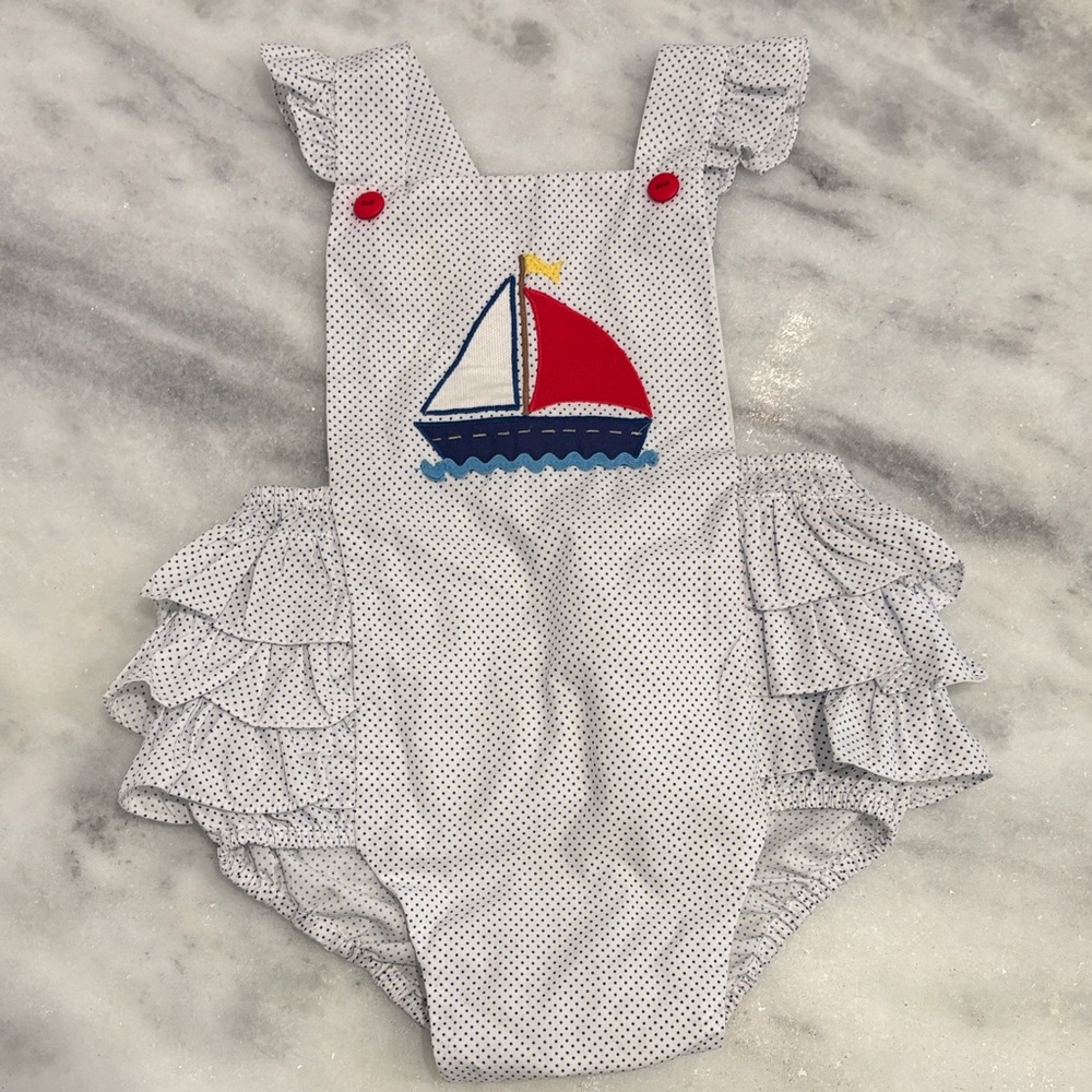 Petit Ami White and Red Sailboat One Piece